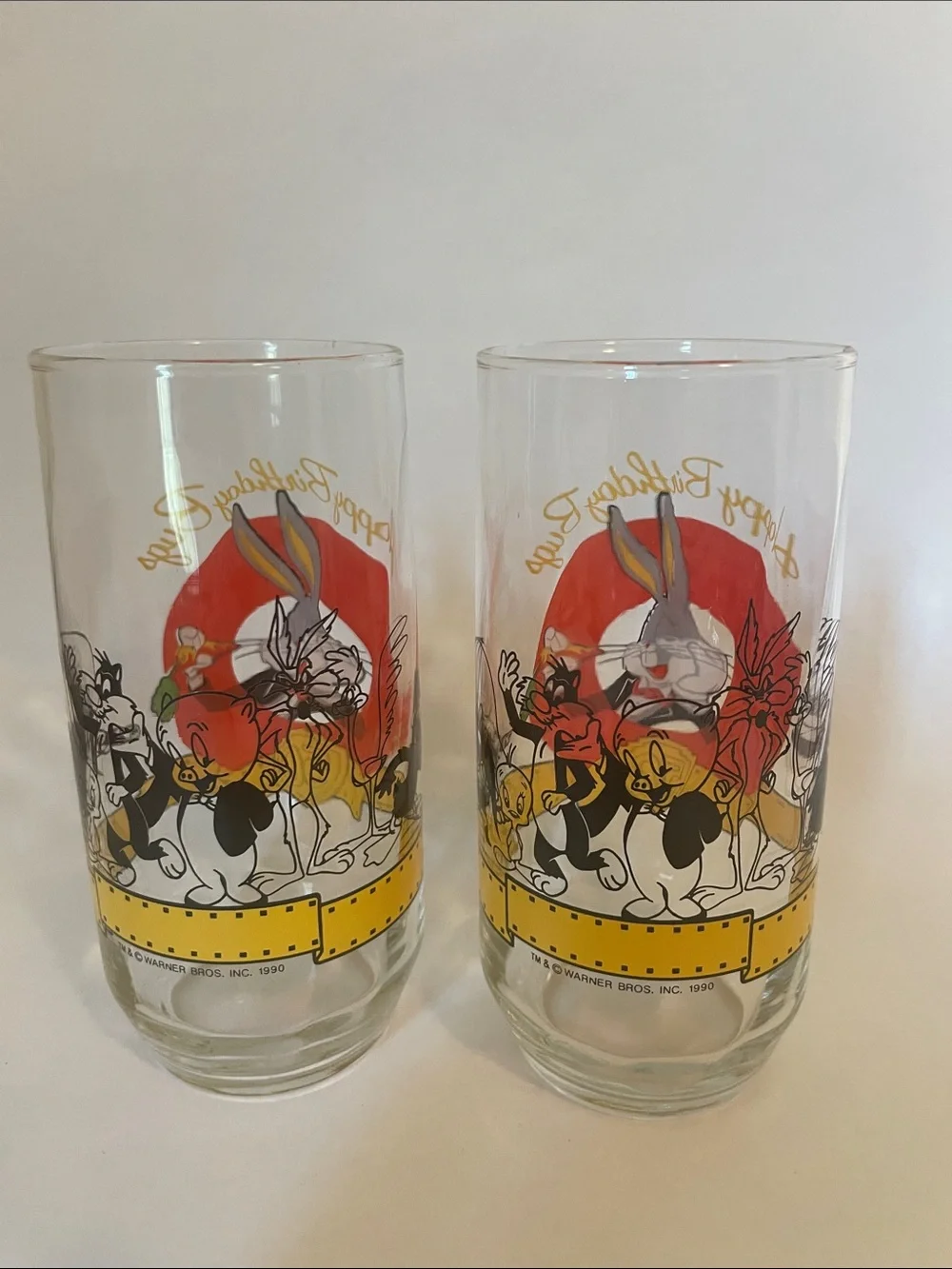 Vintage 90s Bugs Bunny Glasses Happy Birthday Bugs 50 Warner Bros